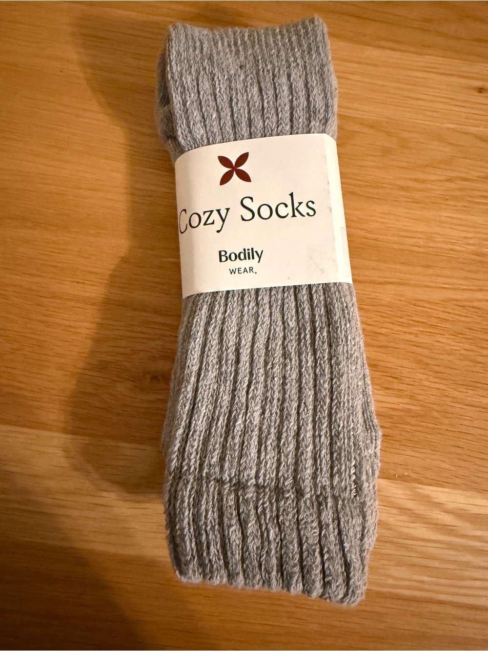 Bodily Cozy Socks - Light Gray Ribbed Crew Socks